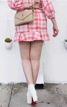 Revolve Suboo Mini Skirt Size‎ 4 Sundown Check Plaid Pink White Trendy Luxury.
