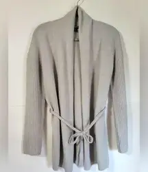 Cozy Belted Open Sweater Soft Grey Size S