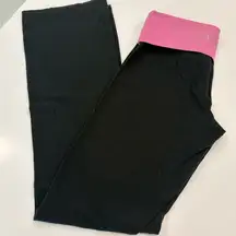 Victoria’s Secret flare foldover black leggings, pink trim size M
