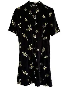 Reformation  Johanne Mini Dress A Line Swing Floral Collared Button Down Black M