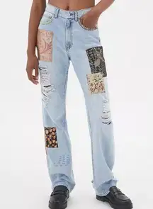 BDG Light-wash Patchwork Distressed Cowboy Straight Leg Jeans - 25