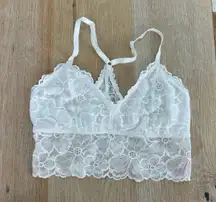 Women's No Boundaries Juniors' Longline Floral Lace Bralette MEDIUM‎ White