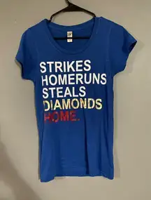 Alternative Apparel Blue Baseball Short Sleeve Shirt Size Small