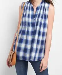NWT  Pintuck Plaid Sleeveless Shirt size XL