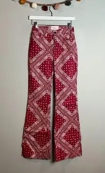 REVICE red paisley bandana print flare jeans