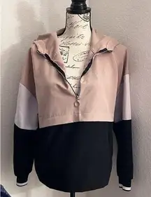 ZARA Women’s Pink Black White Colorblock Size M Jacket Hoodie Top