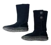 UGG Black 2 Button Knit Classic Cardy‎ Sweater Boots Size 5
