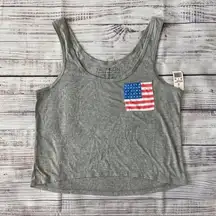 Fifth Sun Gray Tank Top with Flag Pocket