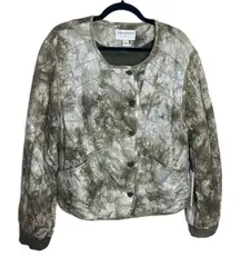 Marrakech Anthropologie NWT Green Tie Dye Quilted Jacket size Large