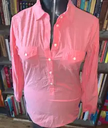 J Crew lightweight split neck XS light red long sleeve top