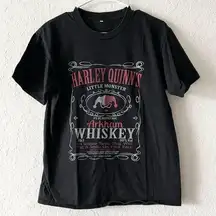 DC Comics Harley Quinn Arkham Whiskey Black Graphic Top Size Small