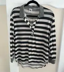 NSF Striped Lightweight Henley Long Sleeve Shirt