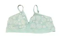 Wonder Nation Girls Daisy Print V Neck Bralette Bra Size 34 Mint Green