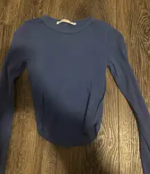 Cropped blue ribbed long sleeve