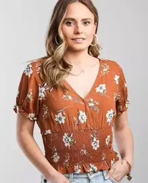 Paper Crane Floral Smocked Hem Top