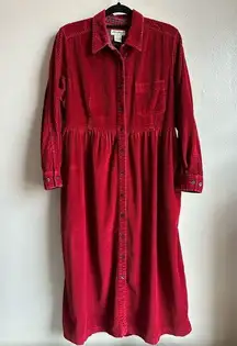 Eddie Bauer Vintage  burgundy corduroy flannel lined maxi dress size large petite