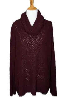 Altar’d State Maroon Burgundy Cowl Neck Oversize Sweater Long Sleeve Size Medium
