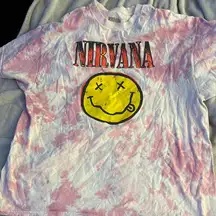NIRVANA Pink and White Short Sleeve Tee