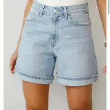 Loretta Light Wash High-Rise Midi Denim Shorts