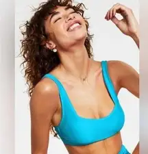 Salt + Cove Juniors' Mint Spark Variegated Ribbed Bralette Bikini Top Blue XS