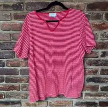 Jennifer Moore Vintage 90's Red Striped Short Sleeve T-Shirt Women's Size 2X