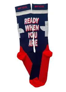 NEW FIGS Ready When You Are Navy Red White Medical Compression Socks Unisex Sz L