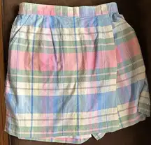 LSavanna Mini Plaid Blue, Pink,Yellow, Green Skorts SZ 18    Back Elastic…