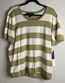 Josephine Chaus Womens 1 US‎ 1X Gold Ivory Sweater Short Sleeve Silk Blend NEW