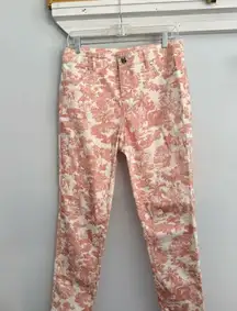 Elie‎ Tahari Women's Toile Print Pants – Size 10 – Pink & White Stretch Cotton