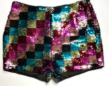 Nasty Gal Sequin High Waist Shorts Women’s | Sz 2 | Multicolor
