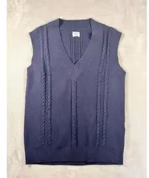 Sunday Best Aritzia Winston Sweater Vest Womens S Navy Cable Knit Wool Preppy