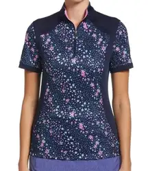 Callaway Women's Golf Mini Floral Print Zip Polo Shirt