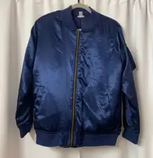 BP Dark Blue Satin Bomber Jacket Size Extra Small