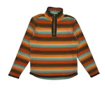 ★ Outback Trading Co. Retro Multicolor Striped Fleece Pullover w/ Half-Zip ★