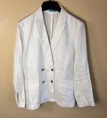 J.McLaughlin Womens Linen White Blazer Size6 Beachy Vacation Career Wear