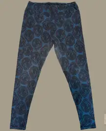 LuLaRoe Tall & Curvy Leggings Blue Gothic Cameo Pattern Fading Soft Stretch