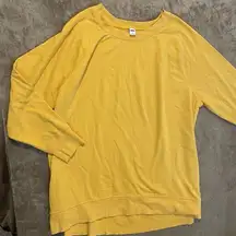 Old Navy Womens XXL Mustard Yellow Sweater Crewneck High Low Sweatshirt