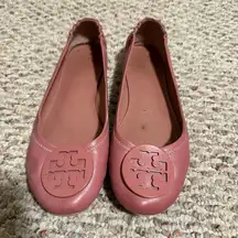 Tory Burch Minnie Travel Ballet with Leather Logo in Rosa- Size 9.5