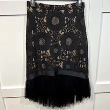 ALEXIS Black Guipure Lace Embroidered Skirt