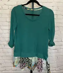 Anthro Little Yellow Button Layered Top