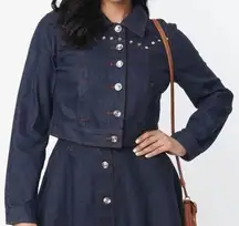 Unique Vintage Dark Denim Western Boxy Crop Jacket S