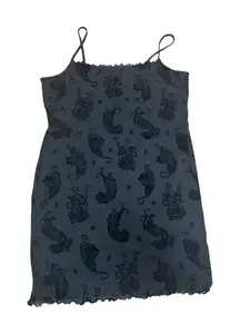 H&M Divided Black Tiger Print Mesh Slip Dress Mini Spaghetti Strap Lettuce Hem