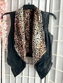 Leopard print faux leather vest