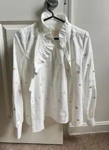 Sézane Chlo Shirt - Gold Heart Embroidery