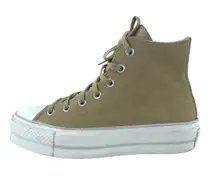 Converse Chuck Taylor All Star Lift Beige Suede High Top Platform Sneakers Sz 6