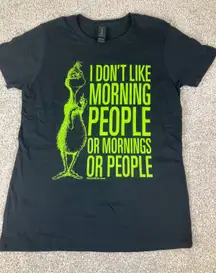 The Grinch I Dont Like Morning People T Shirt Black Neon Green Dr Seuss Small