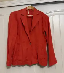 Free People Linen Blend Single Button Blazer Textured Orange Xtra Small Pockets