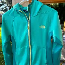 The North Face women’s hooded fleece jacket-mint green-size M