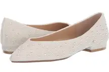 Betsey Johnson Women's Jude Ballet Bridal Flat Ivory White With Pearls 6.5