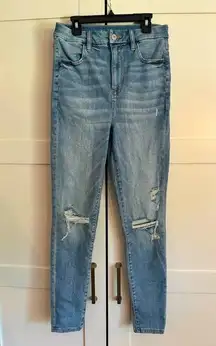 American Eagle  Jeans Womens Curvy Super High Rise Jegging Stretch Ripped Size 6